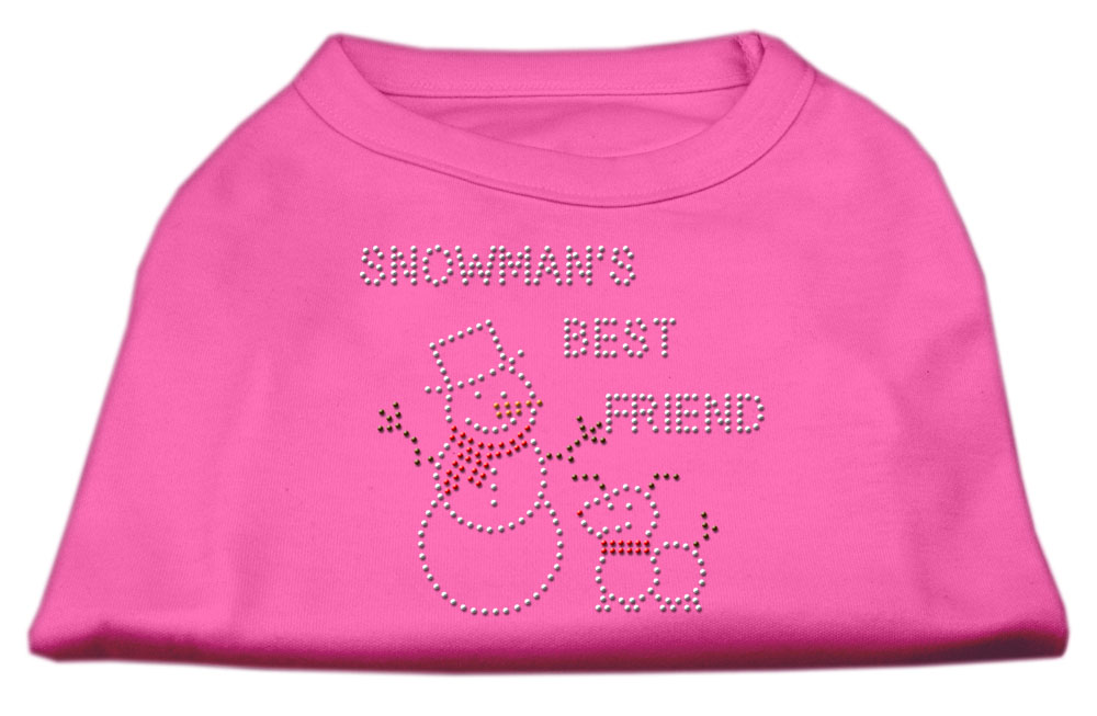 Snowman's Best Friend Rhinestone Shirt Bright Pink S